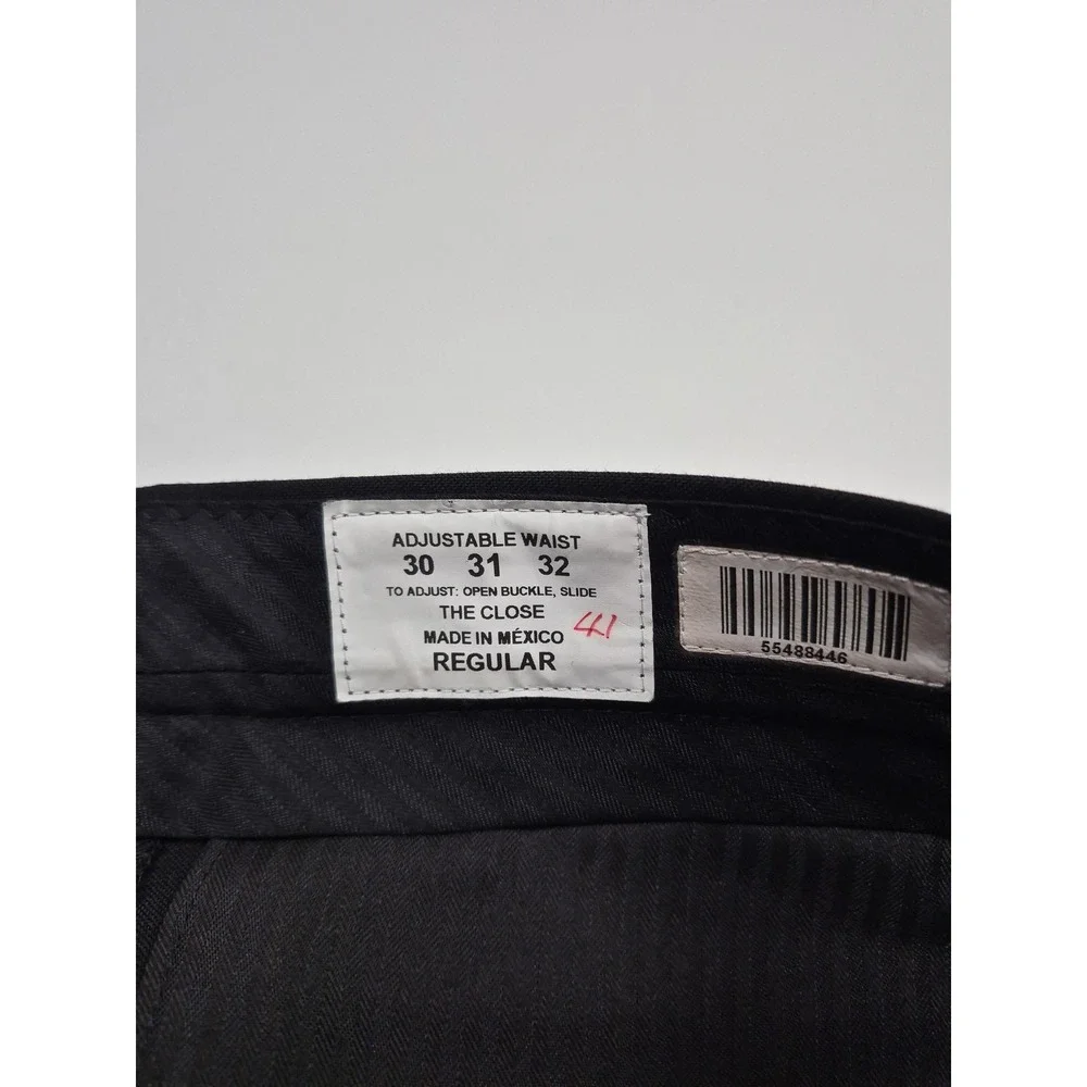 VTG Tuxedo Dress Pants Men's 31x29 Black Satin Stripe Wool Adjustable Waist